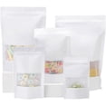thumbnail image 1 of 100 bolsas de papel kraft resellables, color blanco para almacenamiento de alimentos con ventana mate, cierre reutilizable con cremallera y sellado térmico para embalaje, 1 of 4