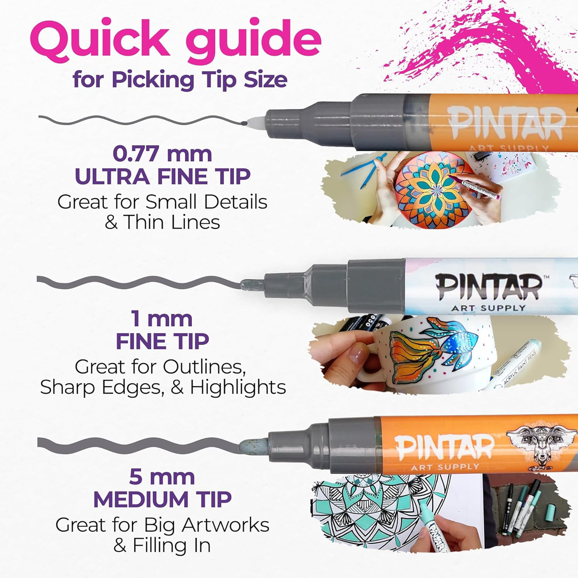 Pintar: Acrylic Paint Markers: Earth Tone - Medium Tip 5mm, 20 Pack - Rich Opague Colors, Japanese Ink Multi-Surface Pens, Premium Art Supplies