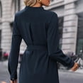 thumbnail image 7 of VEKDONE Women Shirt Dress Long Sleeve V Neck Button Down Mini Dress with Belted Elegant Loose Fit Knee-Length Casual Tunic Dresses with Pocket Navy L, 7 of 7