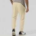 thumbnail image 4 of WTOBBY Men's Slim Fit Linen Long Pants with Elastic Drawstring Waist and Multiple Pockets, Lightweight Breathable Fabric for Summer Casual Wear and Comfortable Office Use ,Khaki M, 4 of 5