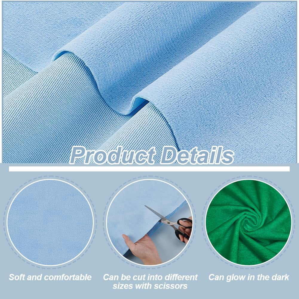 Light Blue Glow in The Dark Velvet Fabric 55x35.8 inches Luminous Soft DIY Crafting