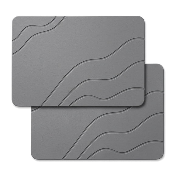 2 Pack Diatomaceous Earth Quick Drying Bath Mat, Non-Slip Textured Stone Mat with Rubber Pad for Home Multi-Use