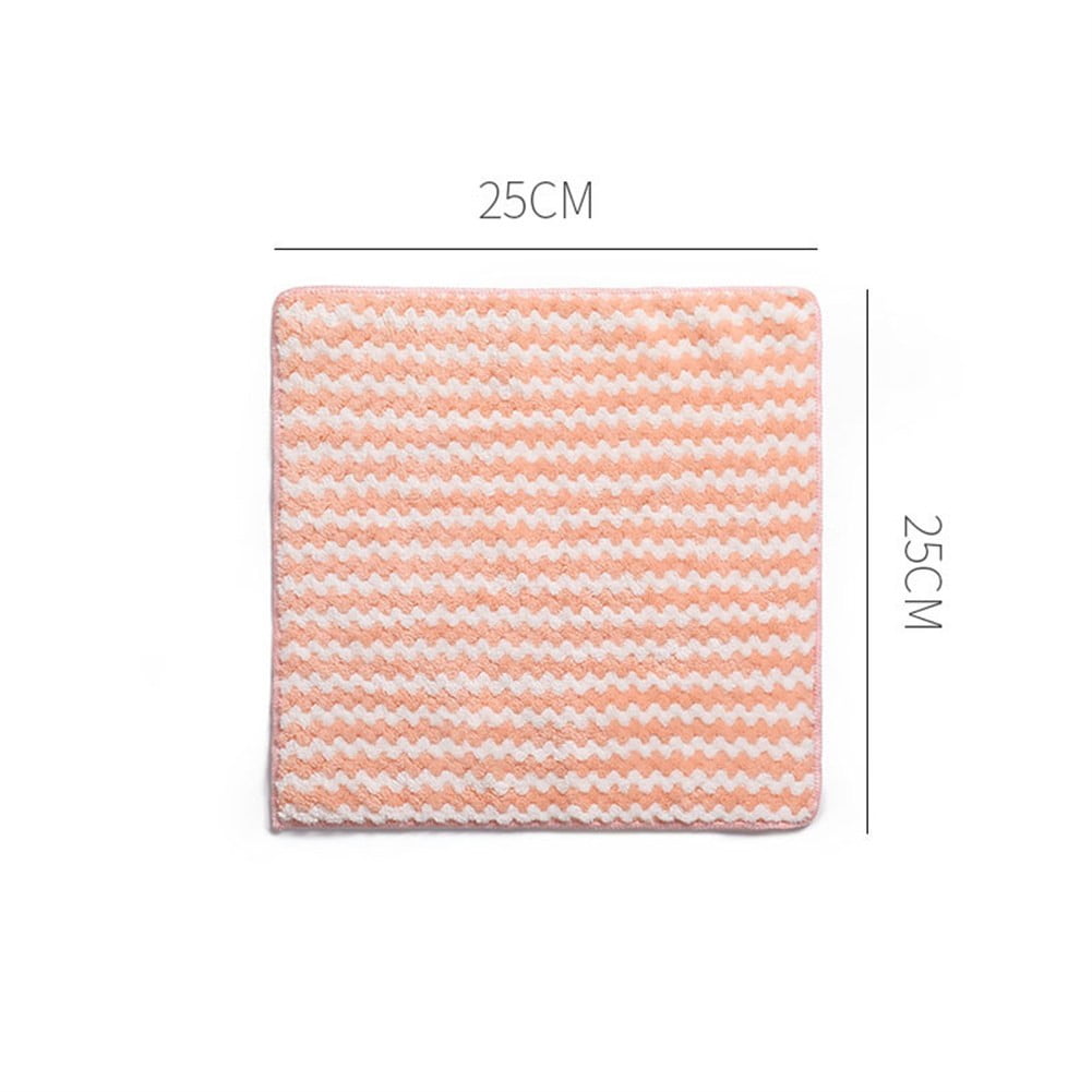 Yannee Kitchen Dish Cloth Set, Pink Stripe,25*25 CM Premium Microfiber