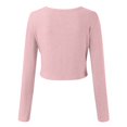 thumbnail image 5 of UJNDER Women's Long Sleeve Crop Tops Square Neck Solid Color Pullover for Casual Streetwear and Everyday Comfort Pink Pink, 5 of 5