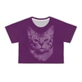 thumbnail image 2 of Cat crop tee text portrait made using Meow word for cat lovers gift, 2 of 4