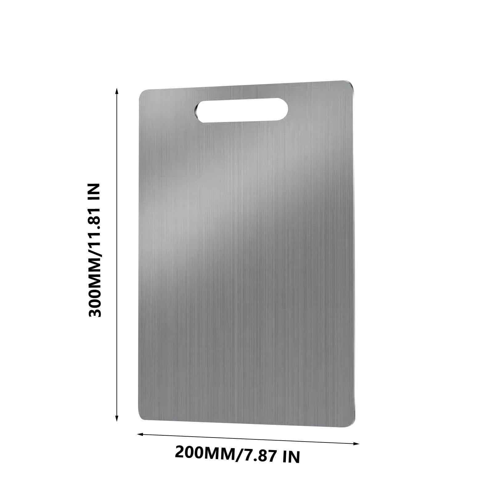 Djiypn 304 Stainless Steel Cutting Board, Double-sided Silver Cutting Board for Kitchen Dishwasher Safe Food Chopping Board for Cutting Meats Fruit & Vegetable(7.87 * 11.81 In)