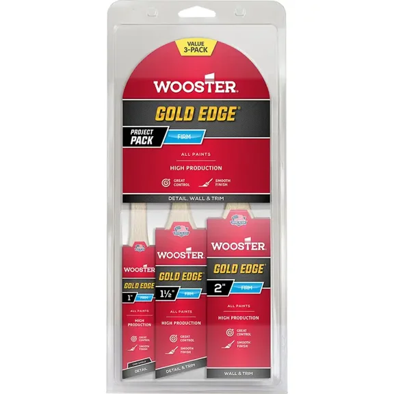 Wooster Genuine Gold Edge Variety 3-Pack Variety Paintbrushes - 5239
