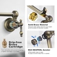 thumbnail image 5 of Wowow Wall Mounted Pot Filler with 2-Handles Double Joint Swing Arm in Antique Bronze, 5 of 6