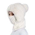 thumbnail image 5 of 3 in 1 Beanie Hat for Women, Lined Knit Balaclava Scarf Set, Warm Winter Pom Hat for Cold Weather, 5 of 5
