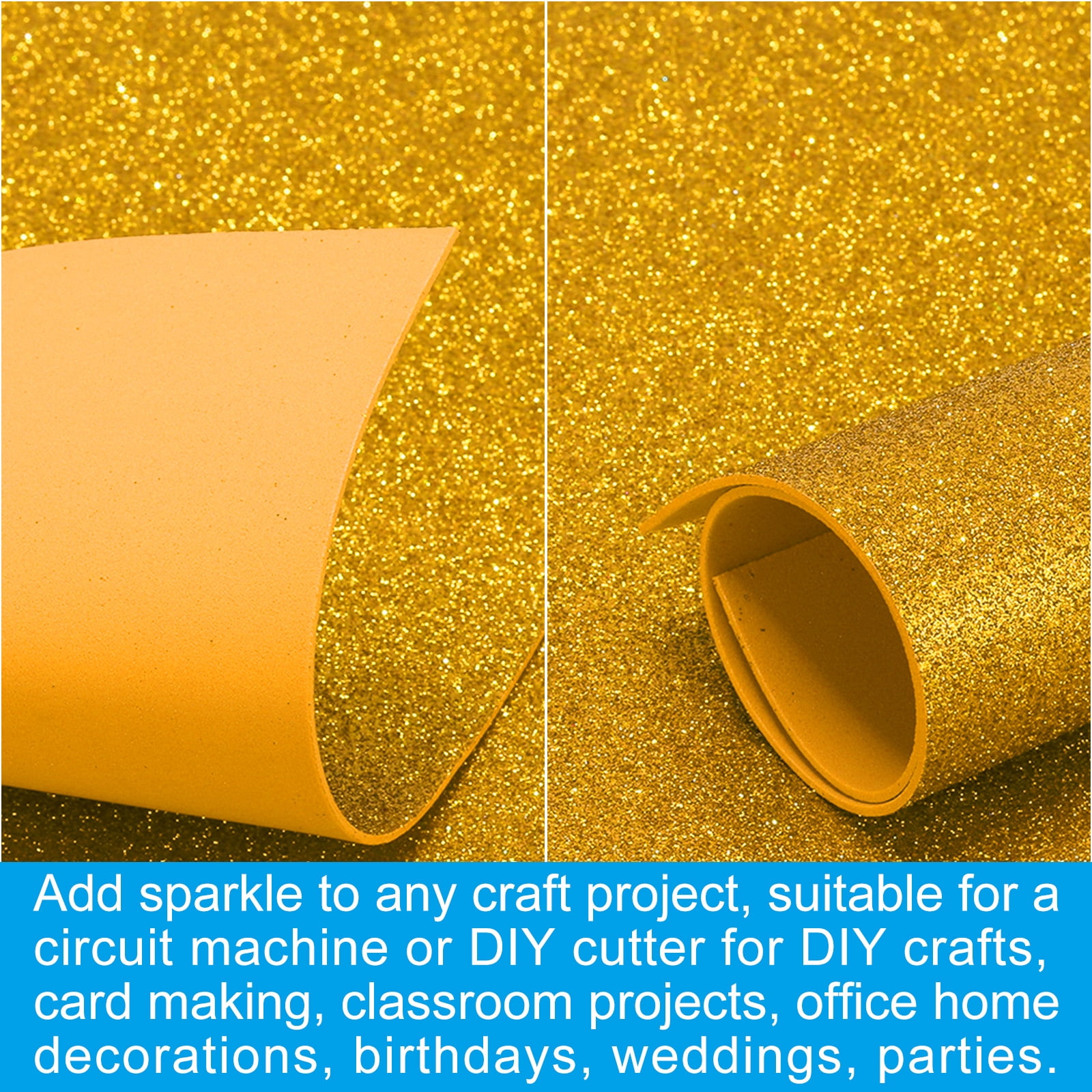 Uxcell 20 Sheets 2mm Glitter Foam Sheet, 16" x 12" Light Blue Sparkle EVA Paper