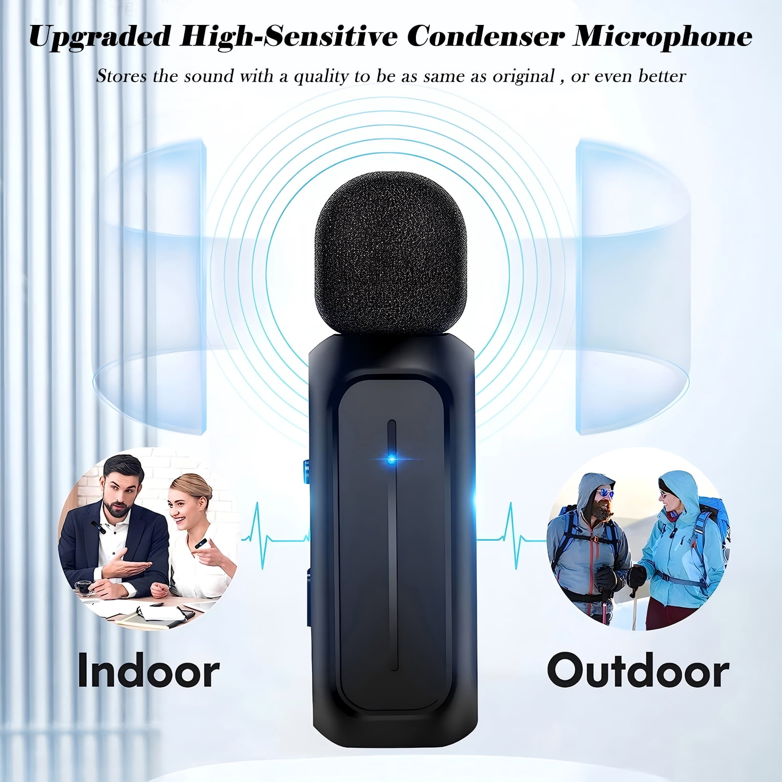 RONY Plug-Play Wireless Lavalier Microphone for iPhone iPad, Noise-Cancelling Mini Lapel Mics with the Charging Case