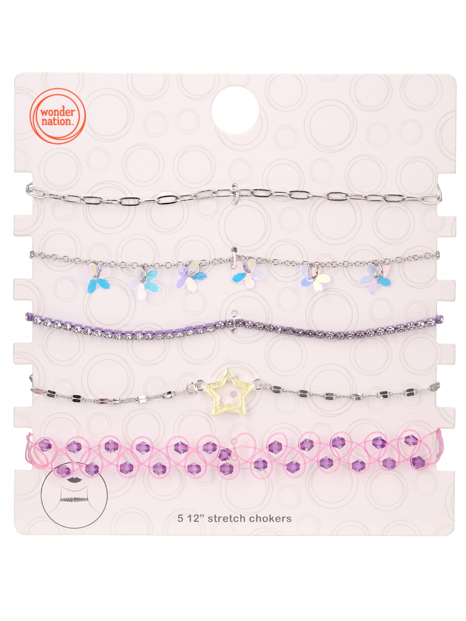 Wonder Nation Female 5pc Silver-Tone Flower and Star Choker Set