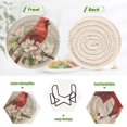 thumbnail image 3 of 6 Pcs Drink Coasters with Holder 3.94in Woven Coasters for Drinks Beautiful Red Bird Coaster Set for Protection Table, 3 of 7