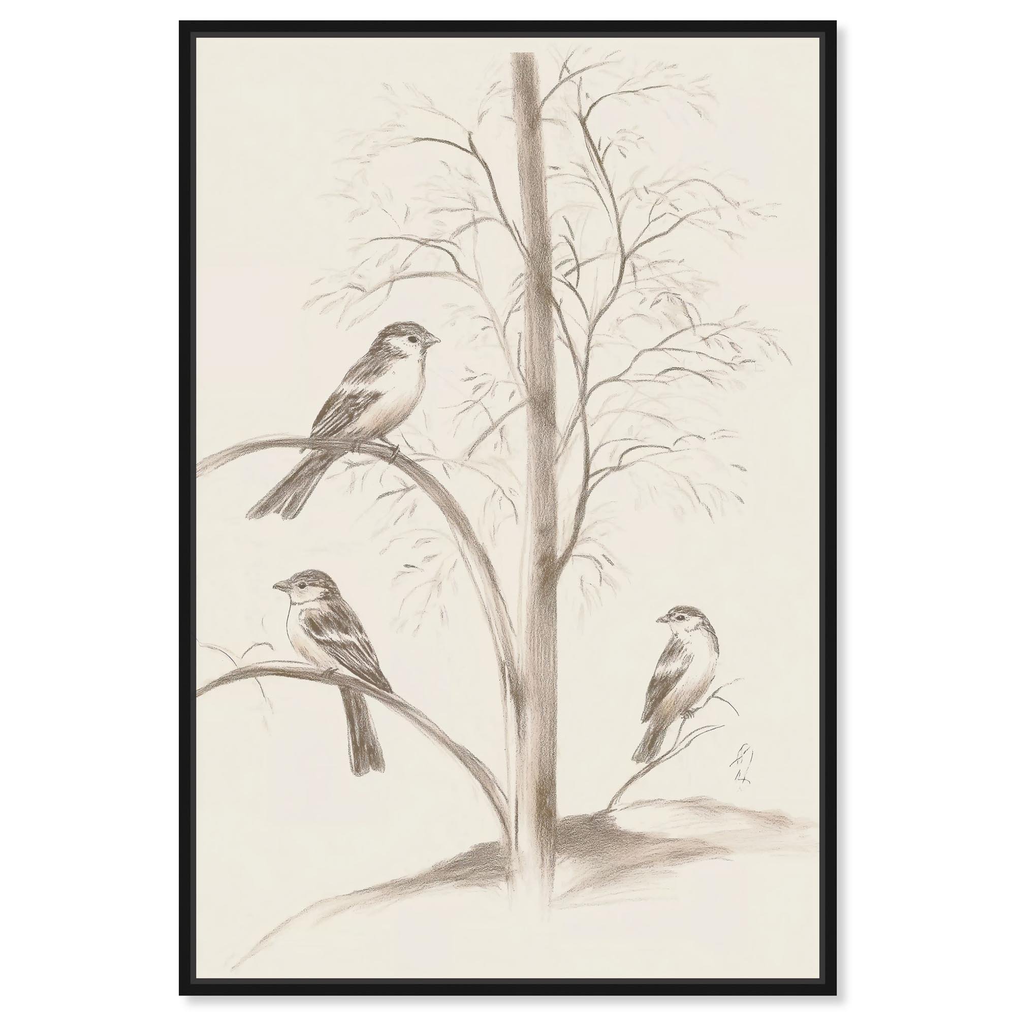 Remnants of Sky and Earth Canvas Animal Line Art by Art Remedy, Black Frame, 10" x 15"