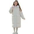 thumbnail image 2 of Girls Winter Jacket Thick Hooded Coats Warm Long Windproof Parka Coat Puffer Coat Padded Overcoat Outerwear Fleece Lined Kids Padded Jacket for Girls & Boys Autumn, Winter Clothes White 5-6Years, 2 of 7
