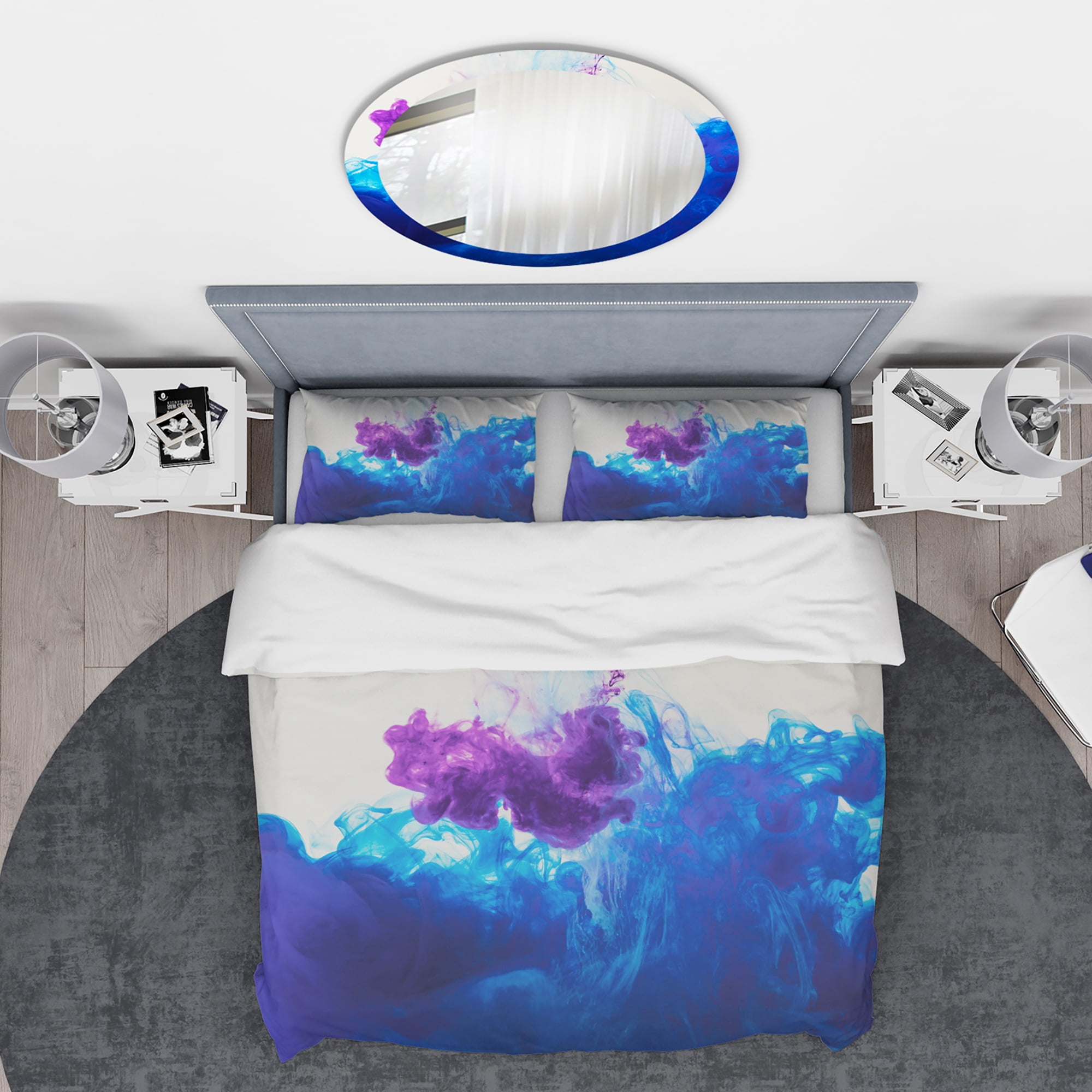 Designart 'Blue and Purple Ink Composition' Mid-Century Modern Duvet Cover Set