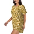 thumbnail image 2 of Kdxio Glitter Gold Print Pajamas Sets for Women Short-Sleeved Pjs with Lounge Shorts Two Piece Sleepwear S-4XL, 2 of 8