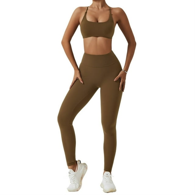 Conjuntos de entrenamiento for mujeres 2 piezas de talle alto sin costuras con sujetador deportivo acolchado conjuntos de ropa de gimnasio