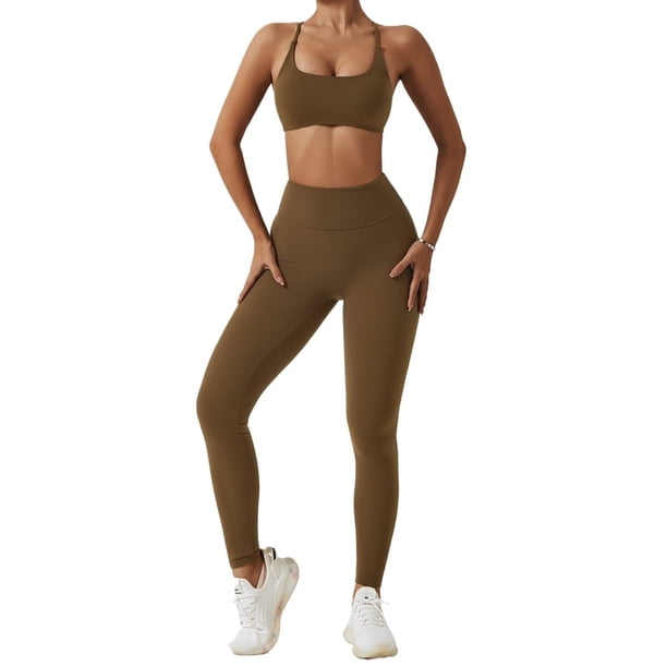 Conjuntos de entrenamiento for mujeres 2 piezas de talle alto sin costuras con sujetador deportivo acolchado conjuntos de ropa de gimnasio