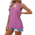 thumbnail image 4 of yillto Women's Striped Tanks Top V Neck Sleeveless Summer Loose Shirt Fashion Trendy Causal Tank, 4 of 7