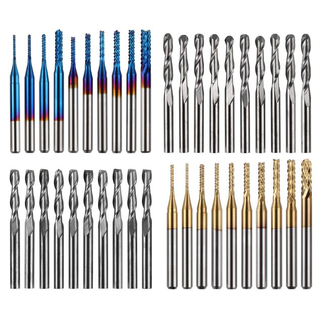 Brocas fresadoras CNC End Mills Genmitsu MC40A, 40 piezas, vástago de 1/8