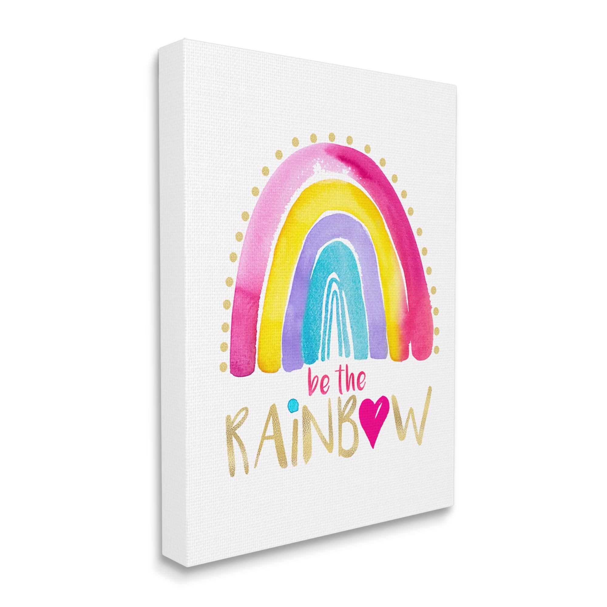Stupell Industries Be The Rainbow Pattern Inspirational Painting Gallery Wrapped Canvas Print Wall Art, 24 x 30