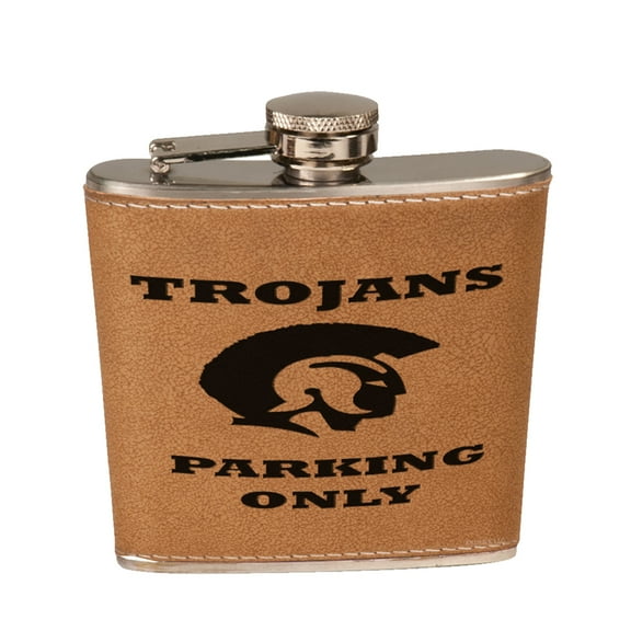 KuzmarK 6 oz. Leather Pocket Hip Liquor Flask - Trojans Parking Only