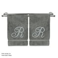 thumbnail image 2 of Monogrammed Hand Towel, Personalized Gift, 16 x 30 Inches - Set of 2 - Silver Embroidered Towel - Extra Absorbent 100% Turkish Cotton- Soft Terry Finish - for Bathroom, Kitchen and Spa- Script R Gray, 2 of 3