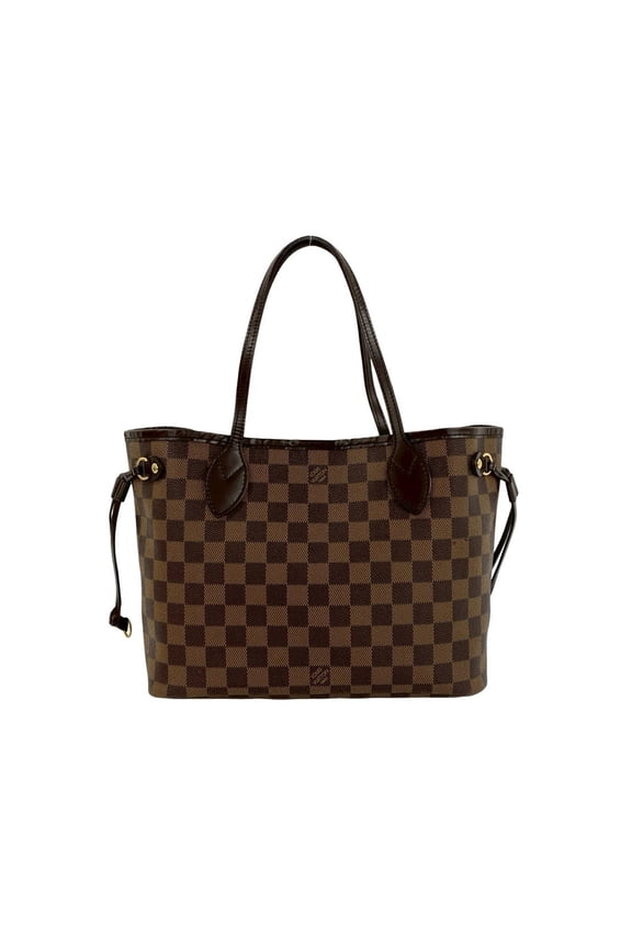 Pre-Owned LOUIS VUITTON Neverfull PM Damier Pattern Leather Tote Bag Handbag Brown 19543