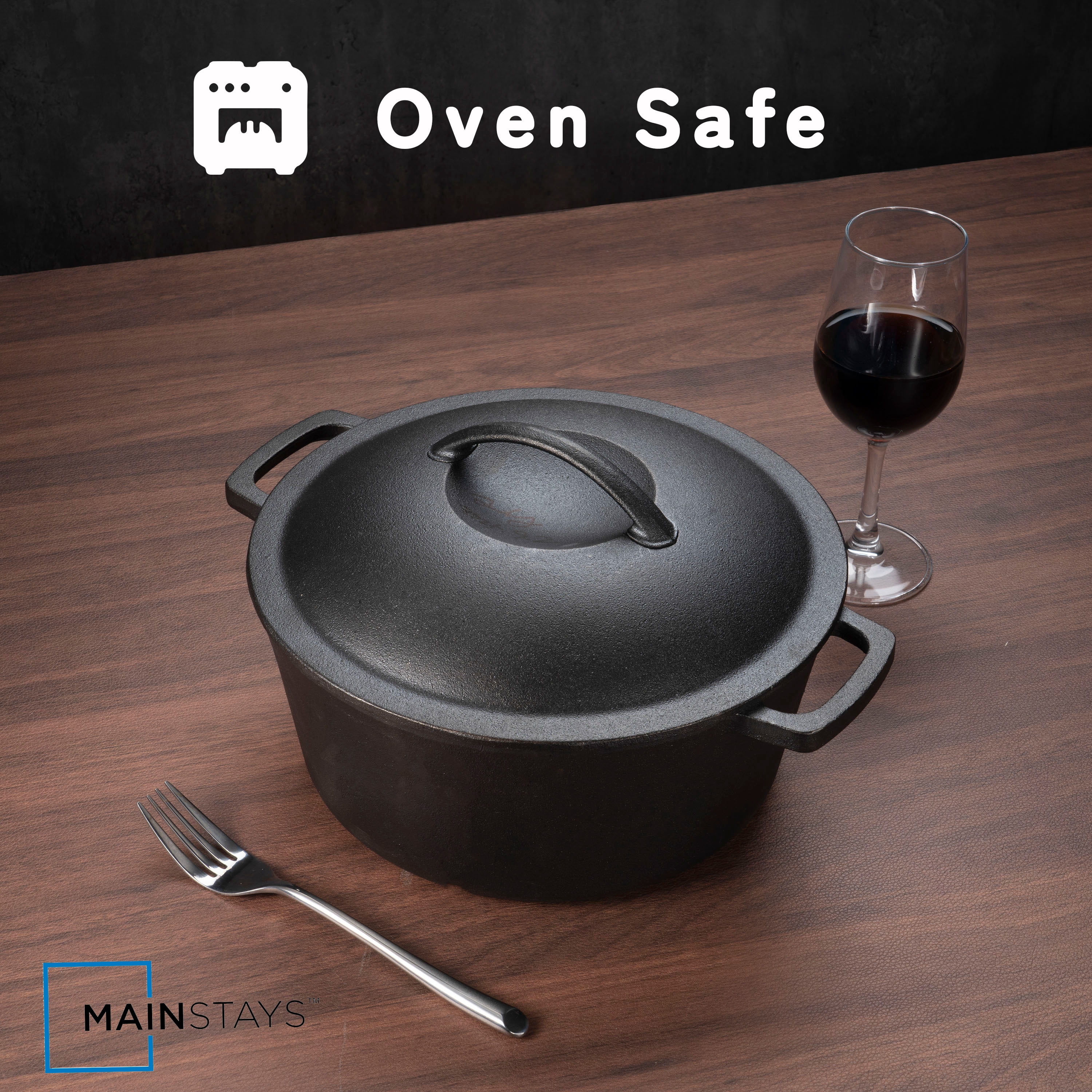 Mainstays 5 Quart Pre-Seasoned Cast Iron Dutch Oven Black