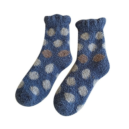 

Womens Winter Dots Print Socks Autumn And Winter Mid Tube Socks Coral Fleece Thickened Warm Stockings Bio Socks