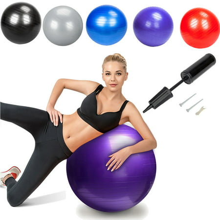 Zimtown 85cm 33Inch Yoga Ball with Air Pump, Exercise Fitness Pilates Balance Stability Gymnastic Strength Training,  for Home Gym (Best Exercise Ball For Office)