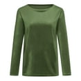 thumbnail image 3 of Cute Tops for Women Looses Crew Neck Pullovers Long Sleeve Solid Velvet Womens Long Sleeve Tops Army Green Size 2XL, 3 of 5