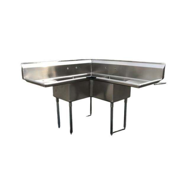 Corner Stainless Steel Sink 3 Compartment Commercial Kitchen Restaurant NSF