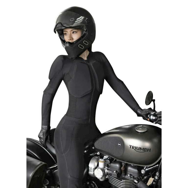 4POSE Women 2 Piece Slim Fit Motorcycle Base Layer Riding Suit with  Protector Inserts Black L