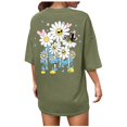 thumbnail image 1 of YDLCAFD T-Shirts pour Femmes Col en V Crop Mode Décontractée Imprimé Col Rond Manches Courtes Pull T-Shirt, 1 of 4