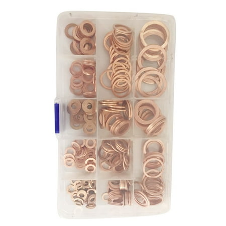 

300 PCS Copper Washers Steel Washers Metric Sealing Washers Brass Washers Flat Washer