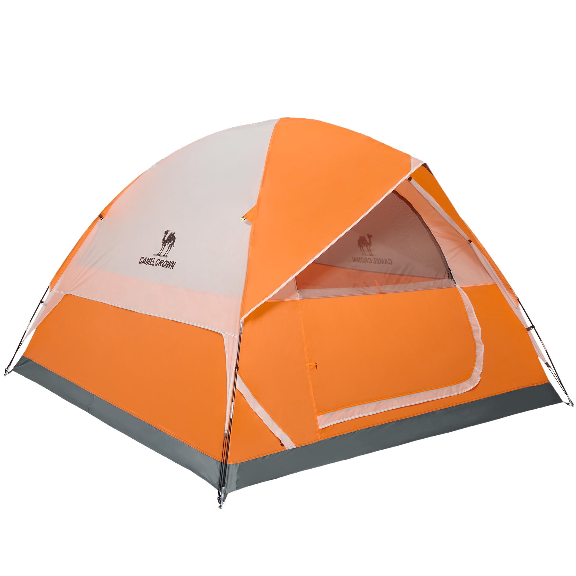 Camel Crown 3-4 Person Dome Tent Waterproof Camping Tents Outdoor Travel Backpacking Tent,Orange Gray