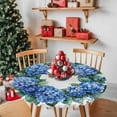 thumbnail image 2 of Round Tablecloth Blue Hydrangea Elastic Edge Fitted Watercolor Floral Plastic Table Cover,Waterproof Oil Proof for Dinner,Outdoor, Picnic, 45"- 54" DIA Tables, 2 of 9