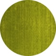 thumbnail image 1 of Ahgly Company Machine Washable Indoor Round Abstract Yellow Contemporary Area Rugs, 7' Round, 1 of 4