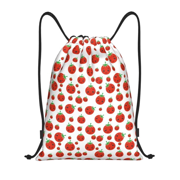 Fotbe Hand Drawn Tomatoes Bolsa Mochila con Cordón Estampada, Bolsa de Gimnasio Deportiva, Bolsa Cinch, Bolsa con Cordón para Hombres y Mujeres-Small