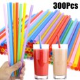 thumbnail image 2 of 300Pcs Colorful Disposable Plastic Straws Wide/Thin Drinking Straw Milktea Juice Cocktail Party Drink Straw Kitchen Accessories, 2 of 7