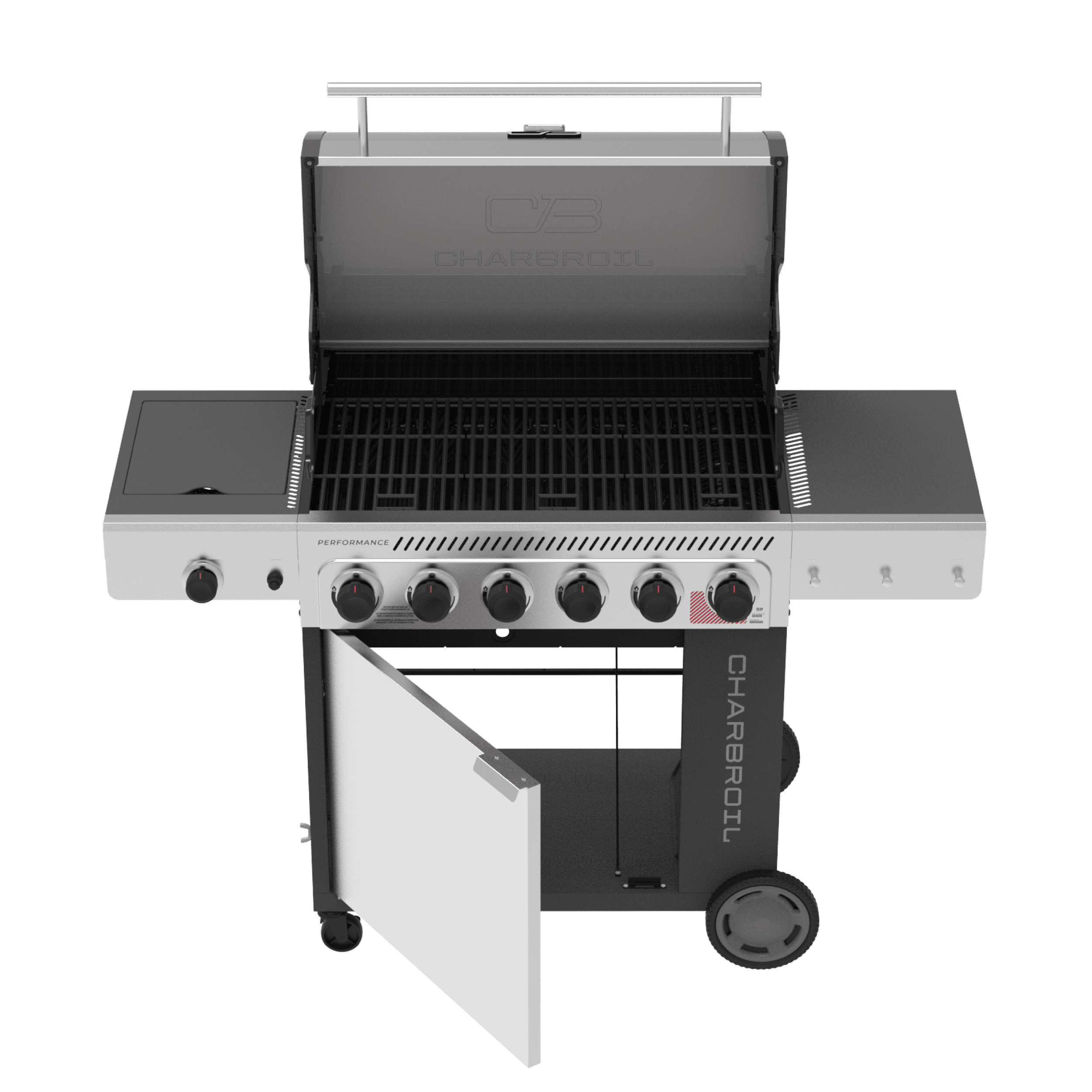 Charbroil Performance Series™ FlavorMax™ 6 Burner Gas Grill Cabinet with Sear Burner and Side Burner Gray Stainless