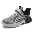 thumbnail image 1 of FAOWME Chaussures de Course Décontractées Confortables à Lacets en Maille pour Enfants Gris 7-8 Ans, 1 of 8