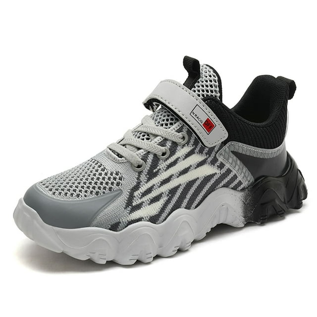 JAKANYQ Espadrilles Mode Enfant en Maille à Lacets Assorties Chaussures de Course Décontractées Confortables Gris 7-8 Ans