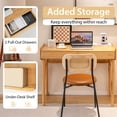 thumbnail image 5 of Topbuy 39.5” Bamboo Computer Desk Study Writing Desk with 2 Pull-Out Drawers Shelf & Cable Management Groove, 5 of 7