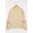 thumbnail image 5 of Pale Khaki Floral Applique Baggy Pullover Sweatshirt, 5 of 8