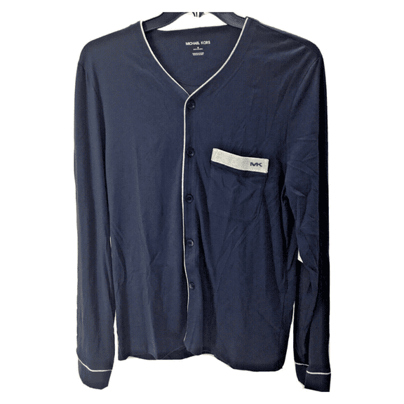 Michael Kors Men's Long-sleeve Sleepwear Top, Blue, Size Medium