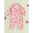 thumbnail image 2 of JYYYBF Baby Girl Summer Romper Long Sleeve Lapel Collar Bow Cherry Print Jumpsuit Infant Pajamas, 2 of 6