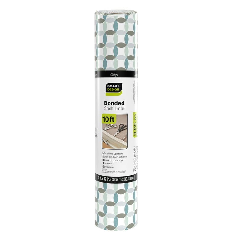 Smart Design Shelf Liner Bonded Grip - 12 Inch x 10 Feet - Non Adhesive,  Strong Grip Bottom, Easy Clean Drawer and Cabinet Protector - Home and  Kitchen - Fleur Gris 